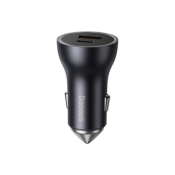 Carregador Veicular Baseus Duplo Golden Contactor Turbo 60W USB-A e USB-C