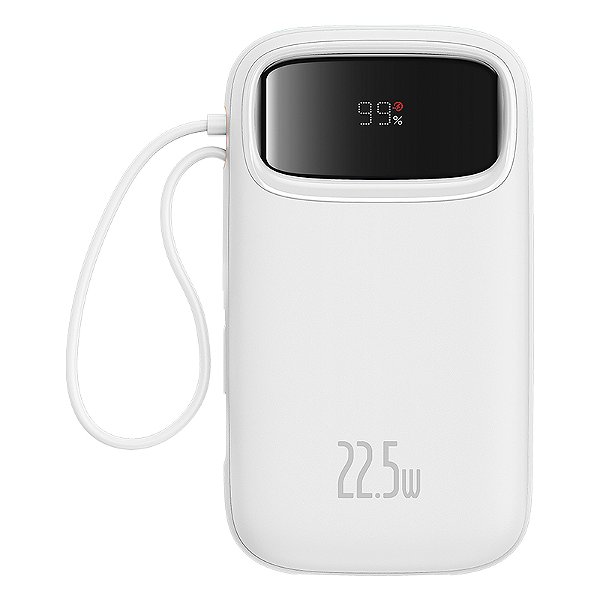 Carregador Portátil Baseus Qpow2 Power Bank Cabo Duplo Digital Display 10.000mAh 22.5W Branco