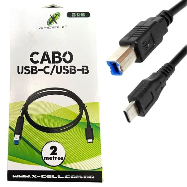 Cabo USB para Impressora 3.1 Usb-C/BM 2M XC-CI-06 X-Cell