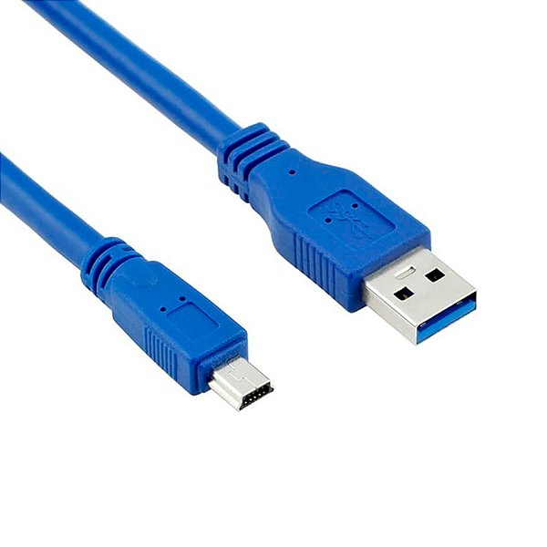 Cabo USB Macho Para Mini USB 8 Pinos  Azul 1 Mts