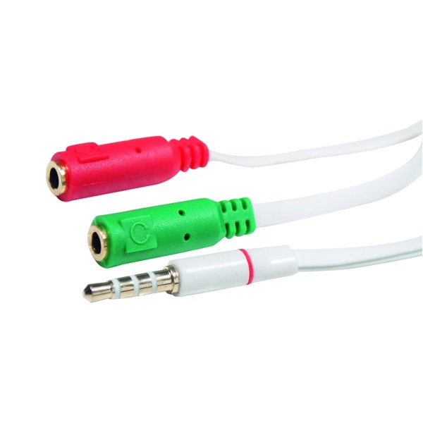 Cabo Adaptador de Audio - 2x P2 Femea x 1 P2 Macho