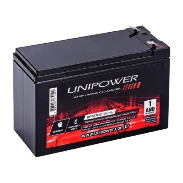 Bateria Selada para Nobreak 12V 7Ah 1270E - Unipower