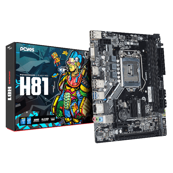 Placa Mae Intel (LGA1150) Pcyes H81M-G, DDR3, M.2, Hdmi, Vga, GigaLan