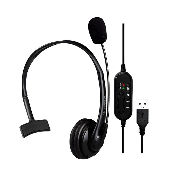 Fone de Ouvido Headset Fortek Office FK 731A Preto - Plug USB
