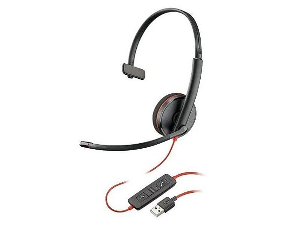 Fone de Ouvido Headset Plantronics Mono-auricular Poly Blackwire C3210 - Plug USB