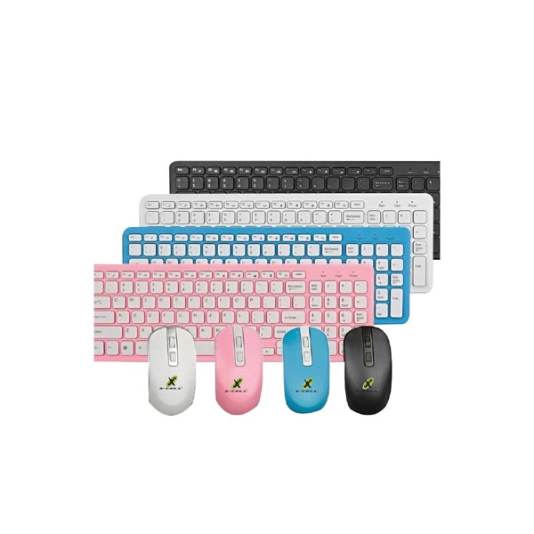 Kit Teclado e Mouse Sem Fio Flex Gold XC-CB-04-PI USB Pink