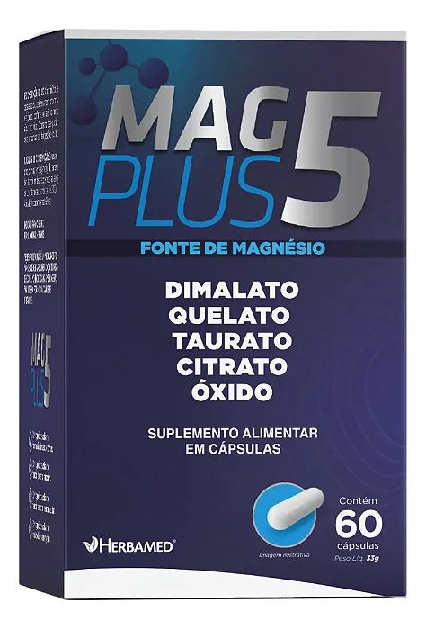 Suplemento Em Cápsulas 5 Magnésios Com 60 Cápsulas Sem Sabor
