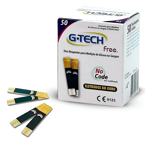 Kit 50 Tiras De Teste Glicemia P/ G-tech Free E Free Smart