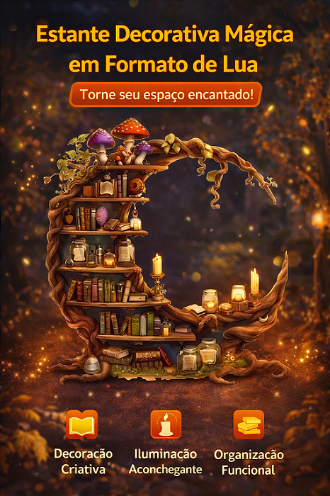 Estante Decorativa em Formato de Lua – Organização e Decoração