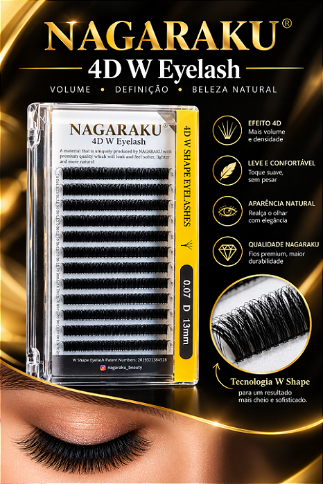 Cilios Nagaraku 4D W Shape Eyelashes - 0.07 D