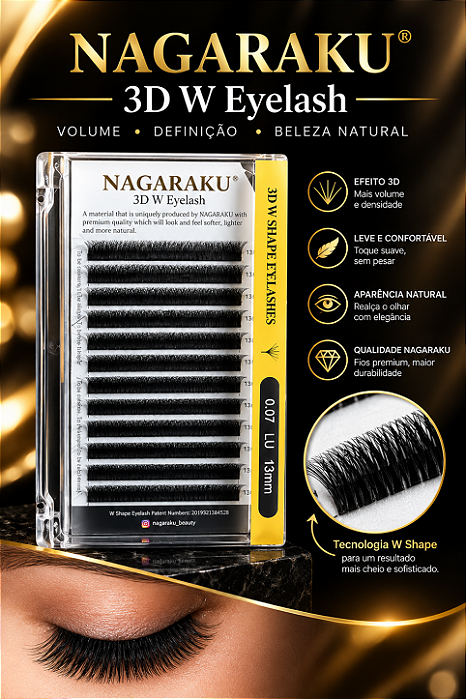 Cilios Nagaraku 3D W Shape Eyelashes - 0.07 LU