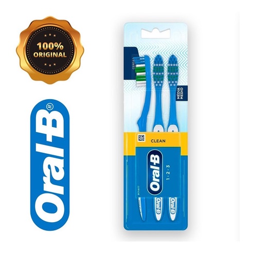 Escova Dental Média Oral-b 1-2-3 Leve 3 Pague 2 Unidades