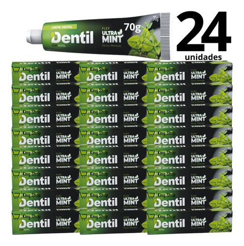Creme Dental Dentil Menta Xilitol Vegano Sem Flúor Kit C/24 70g