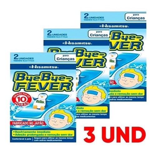 Kit 3 Adesivos Bye Bye-fever Para Crianças 10hs C/2 Un Febre