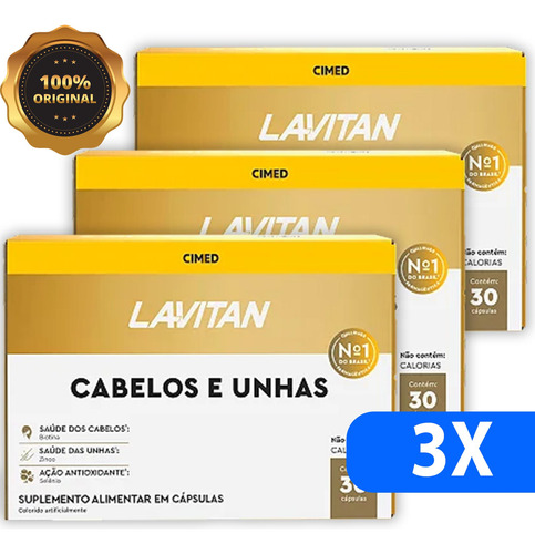 Kit 3 Lavitan Hair Cabelos E Unhas Cimed 60 Cápsulas