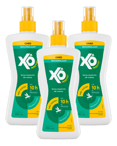 Kit 3 Repelente Loção Xô Inseto Spray 200ml