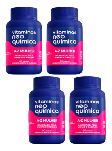 Kit 4 A-z Mulher Unhas E Cabelos - 60 Cpr - Neo Química