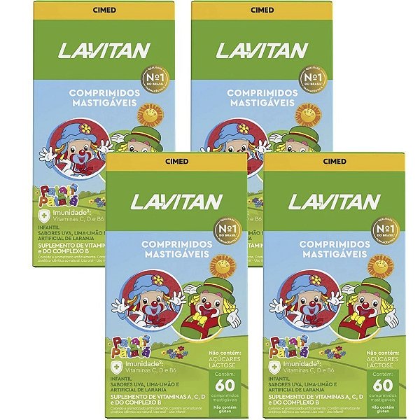 Kit 4 Lavitan Patati Patata Vitamina Infantil Sabor Mix de Sabores Cimed c/60 Comprimidos