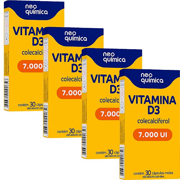 Kit 4x Vitamina D3 7.000 Ui 30 Cápsulas