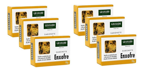 Kit 6 Sabonete Granado Enxofre 90g Limpeza De Pele Antiacne