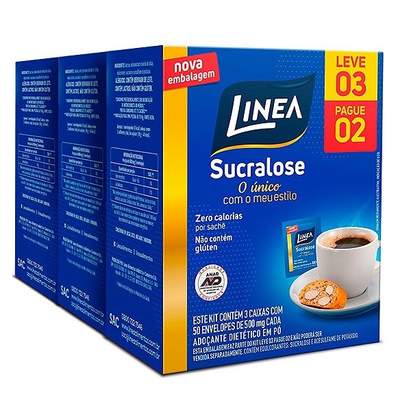 Kit Promocional Adoçante Em Pó Linea - Leve 3 Pague 2