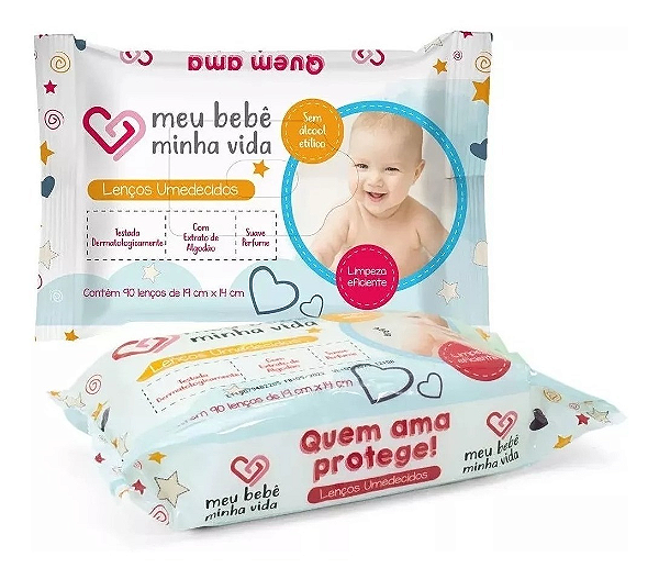 Lenço Umedecido Meu Bebê Minha Vida Com 90 Unidades