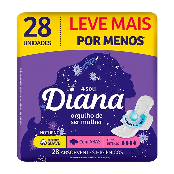 Absorvente Diana Noturno Suave com Abas 28 Unidades