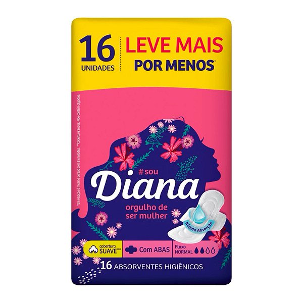 Absorvente Diana Suave com abas Pacote com 16 unidades