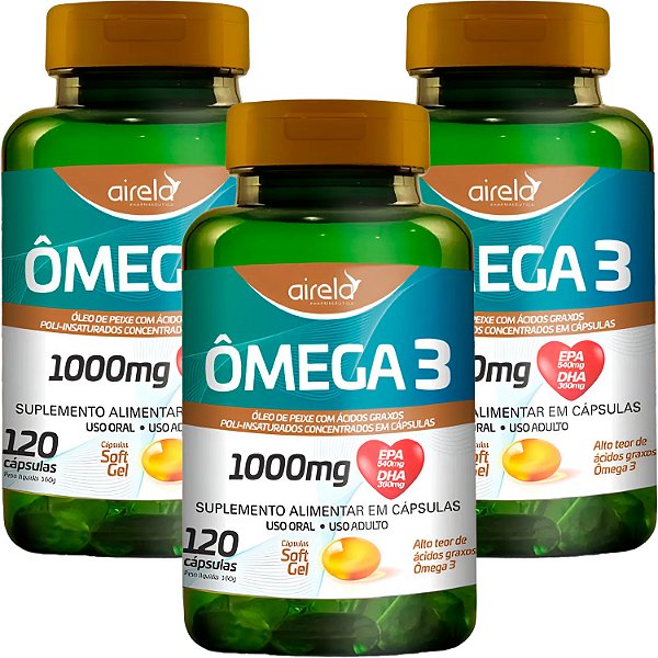 Suplemento Alimentar Airela Ômega 3 1000mg EPA + DHA 120 Cápsulas