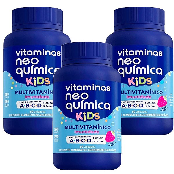 Vitaminas Neo Química Kids 60 Comprimidos Sabor Morango