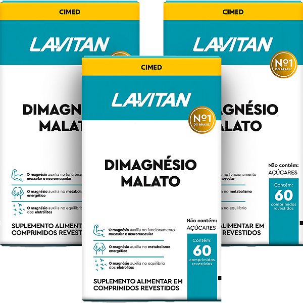 Dimagnésio Malato Lavitan com 60 Comprimidos Revestidos Suplemento alimentar