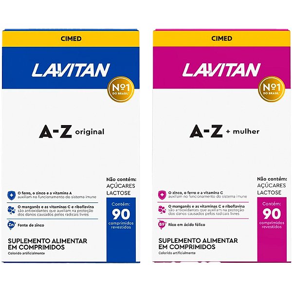 Multivitamínico Lavitan AZ Homem 90caps + Lavitan AZ Mulher 90caps Suplemento alimentar