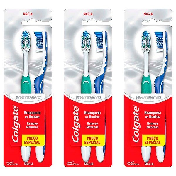 Escova Dental Colgate Whitening Macia Com 2 Unidades