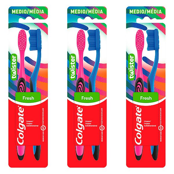 Escova Dental Twister Colgate Fresh Média 2 Unidades