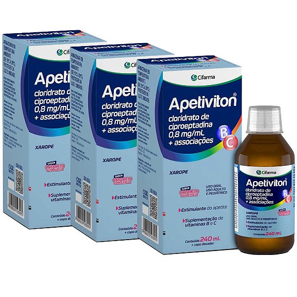 Estimulante De Apetite Engordar Apetiviton 240ml Sabor Cereja Ganhar Peso
