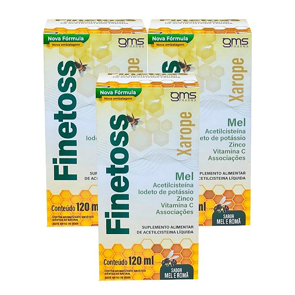 FINETOSS Xarope 120ml sabor Mel e Romã