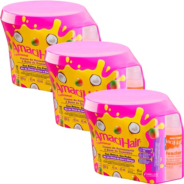 Guanidina Pro Creme de Alisamento AmaciHair Tradicional Baldinho 200g
