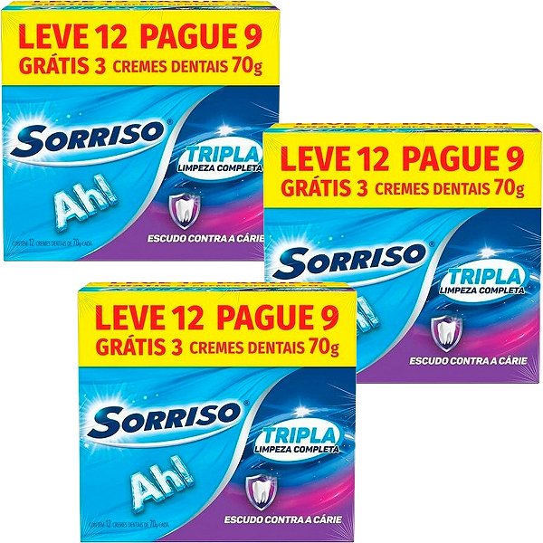 Pasta De Dentes Sorriso Tripla Limpeza Completa Pacote C/12