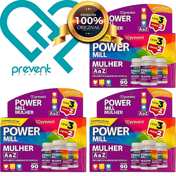 Power Mill Mulher A-Z 90cap L3P2 - Prevent Pharma
