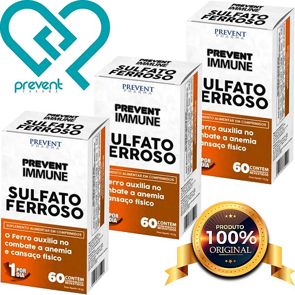 Sulfato Ferroso Suplemento Alimentar Prevent - 60 Comprimidos