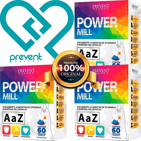 Suplemento alimentar Power Mill A a Z caixa 60 cápsulas 500mg