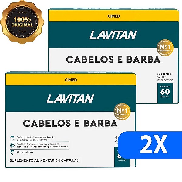 Kit 2 Lavitan cabelos e barba 60caps