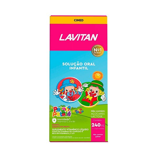 Lavitan Patati Patatá vitamina infantil sabor Tutti-Frutti Cimed solução com 240ml