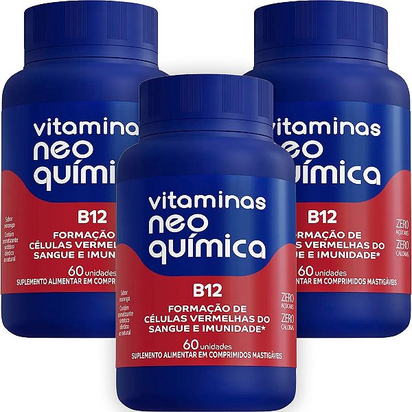 Vitaminas Neo Química B12 60 comprimidos mastigáveis