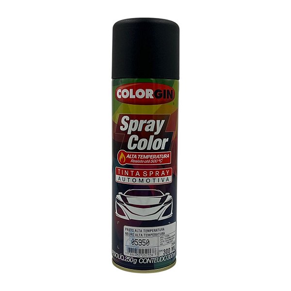 TINTA SPRAY AUTOMOTIVA PRETO ALTA TEMPERATURA 300ML COLORGIN