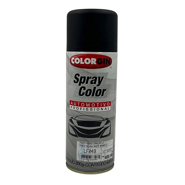 TINTA SPRAY AUTOMOTIVA PRETO FOSCO VINILICO 400ML COLORGIN