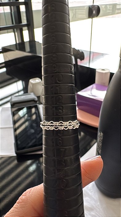 ANEL 12 - CORAÇÕES E ZIRCONIAS - PRATA 925