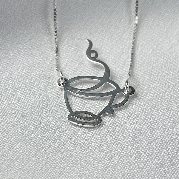 COLAR PINGENTE CAFE - PRATA 925