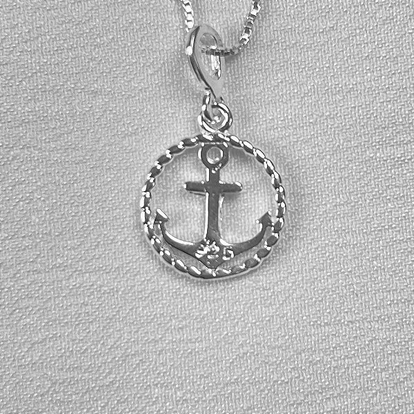COLAR PINGENTE ANCORA - PRATA 925