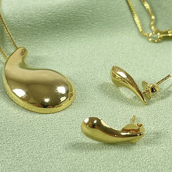 CONJUNTO GOTA DOURADA - SEMIJOIA